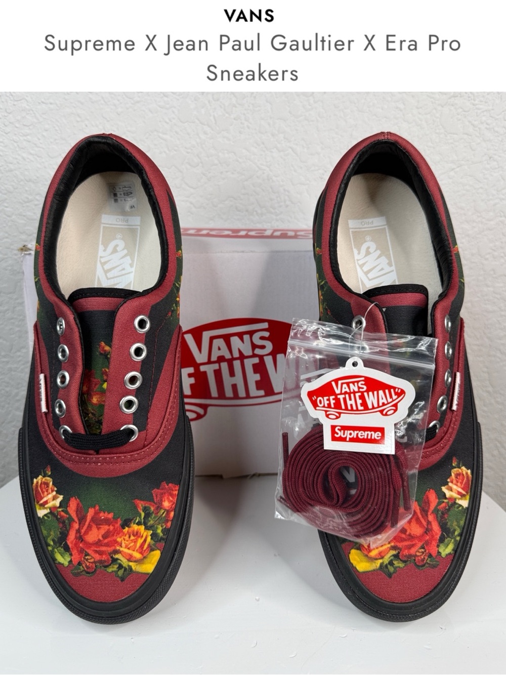 NIB SUPREME x JEAN PAUL GAULTIER x VANS ERA PRO FLORAL SNEAKERS SIZE: M 8.5 W 10
